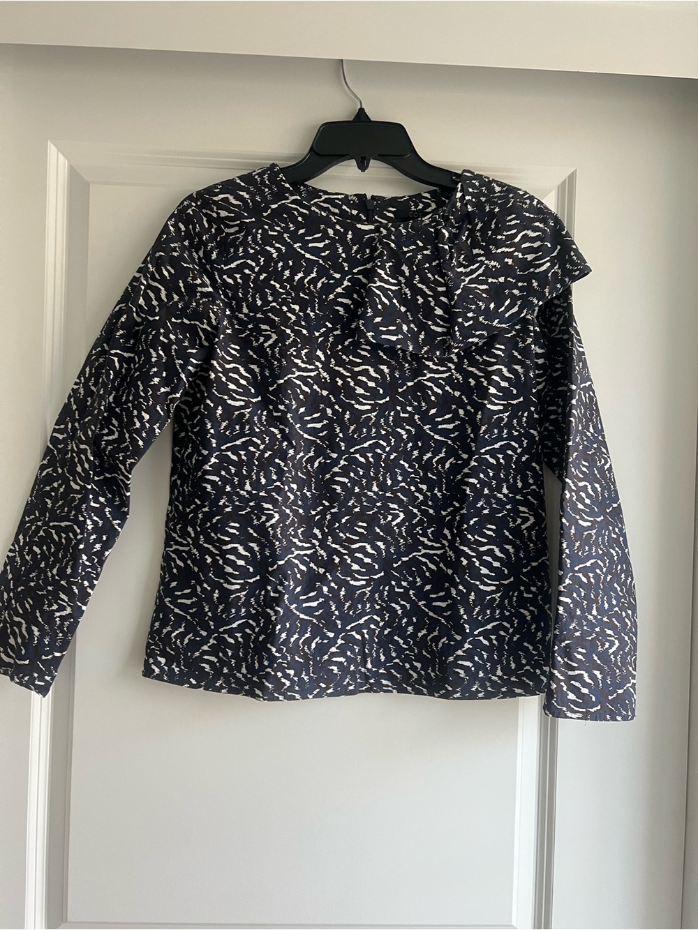 COS Navy and White Printed Long-Sleeve Blouse